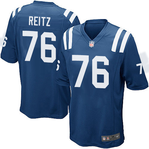 Men's Game Joe Reitz Nike Jersey Royal Blue Home - #76 NFL Indianapolis Colts